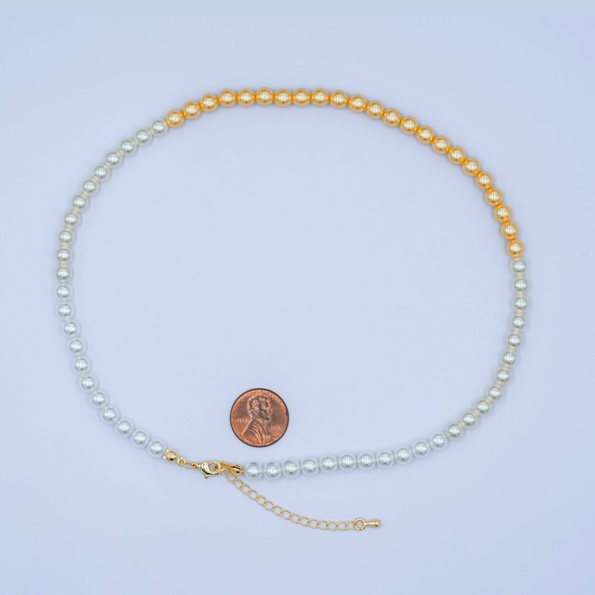 24K Gold Filled 6mm Gradient White - Yellow Shell Pearl 17 Inch Necklace | WA - 2820 - DLUXCA