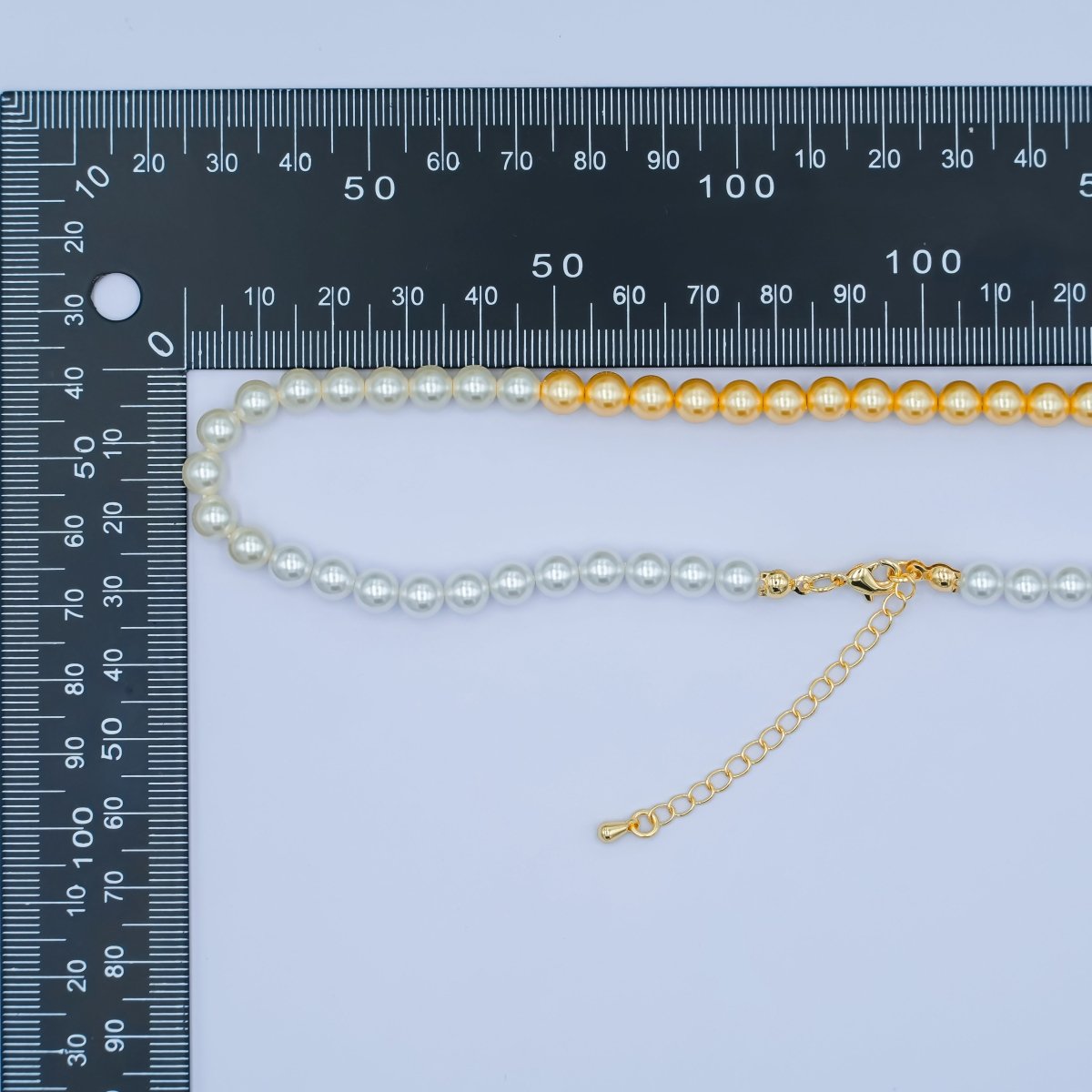 24K Gold Filled 6mm Gradient White - Yellow Shell Pearl 17 Inch Necklace | WA - 2820 - DLUXCA