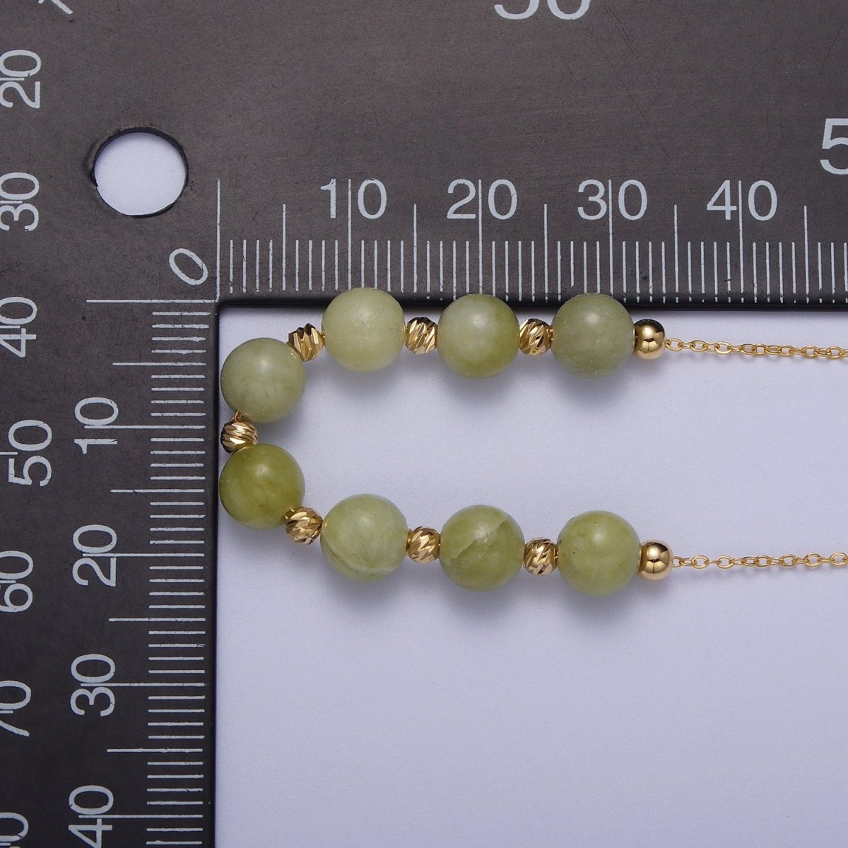 24K Gold Filled 6mm Natural Gemstone Beads 18.5 Inch Chain Necklace | WA-1245 - WA-1256 Clearance Pricing