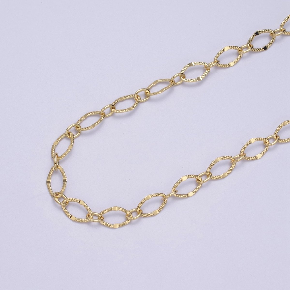 24K Gold Filled  6mm Width Textured Cable Chain, Silver Unique Cable Wholesale Bulk Chain For Jewelry Making | ROLL-596, ROLL-597 Clearance Pricing
