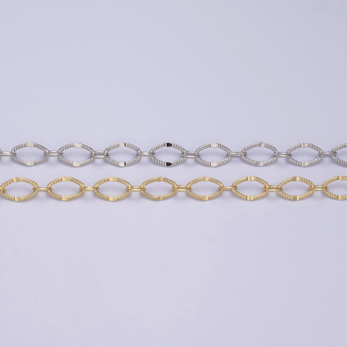 24K Gold Filled  6mm Width Textured Cable Chain, Silver Unique Cable Wholesale Bulk Chain For Jewelry Making | ROLL-596, ROLL-597 Clearance Pricing