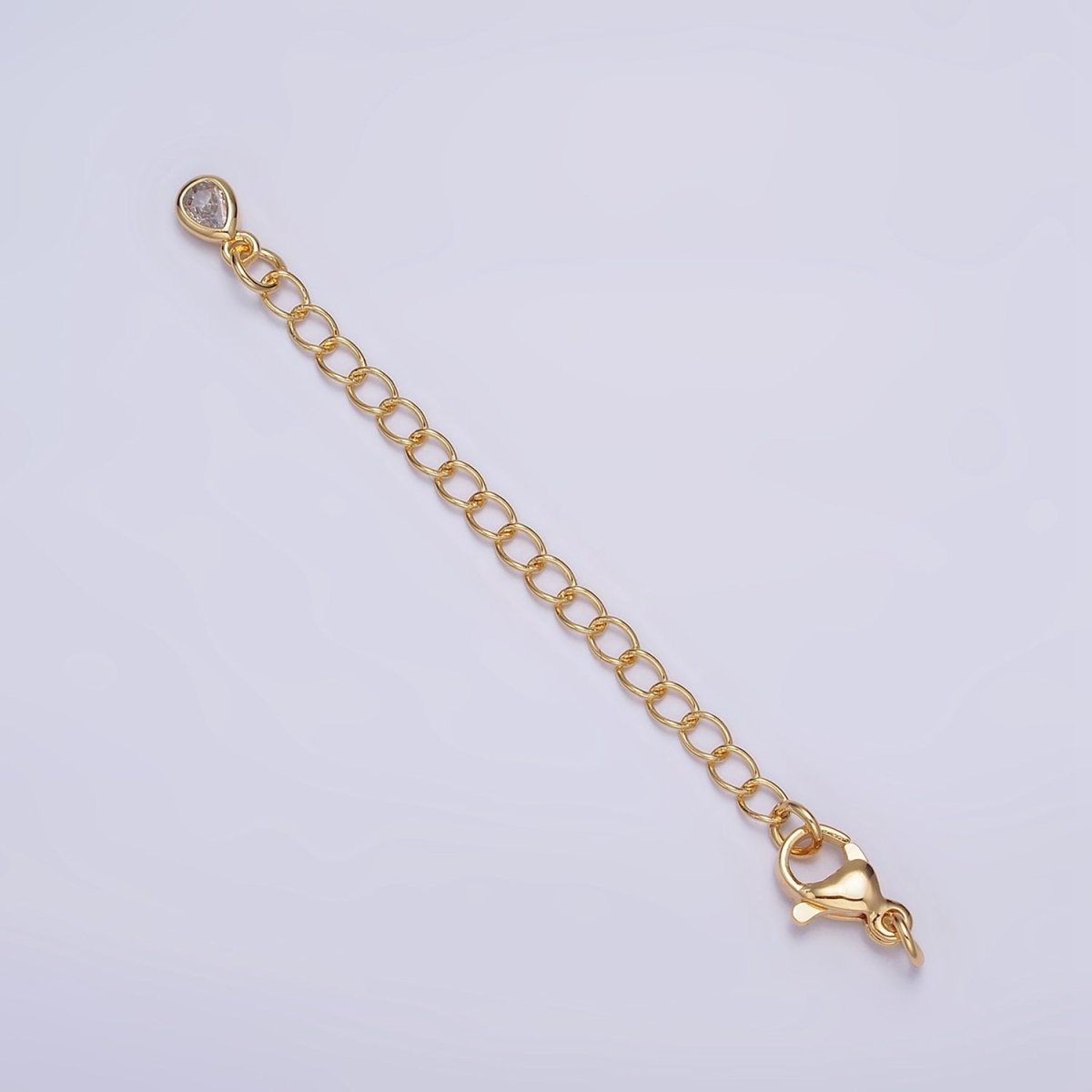 24K Gold Filled 2.5-Inch Round, Heart, Teardrop, Star CZ Drop Extender Lobster Clasps Closure Set Finding | Z453 - Z456