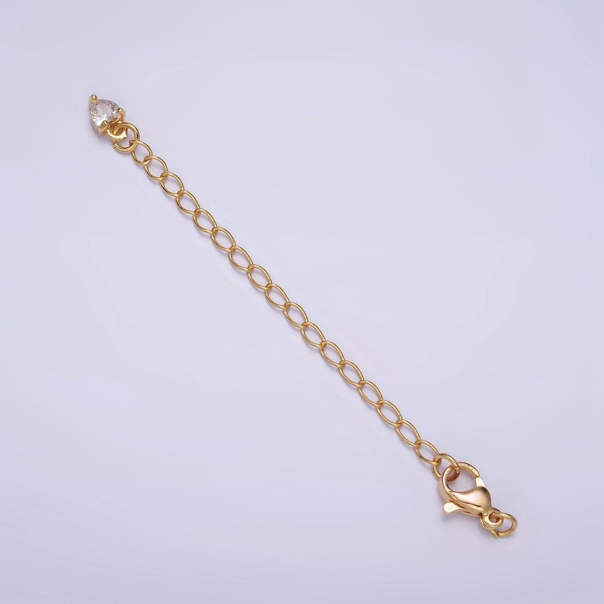 24K Gold Filled 2.5-Inch Round, Heart, Teardrop, Star CZ Drop Extender Lobster Clasps Closure Set Finding | Z453 - Z456