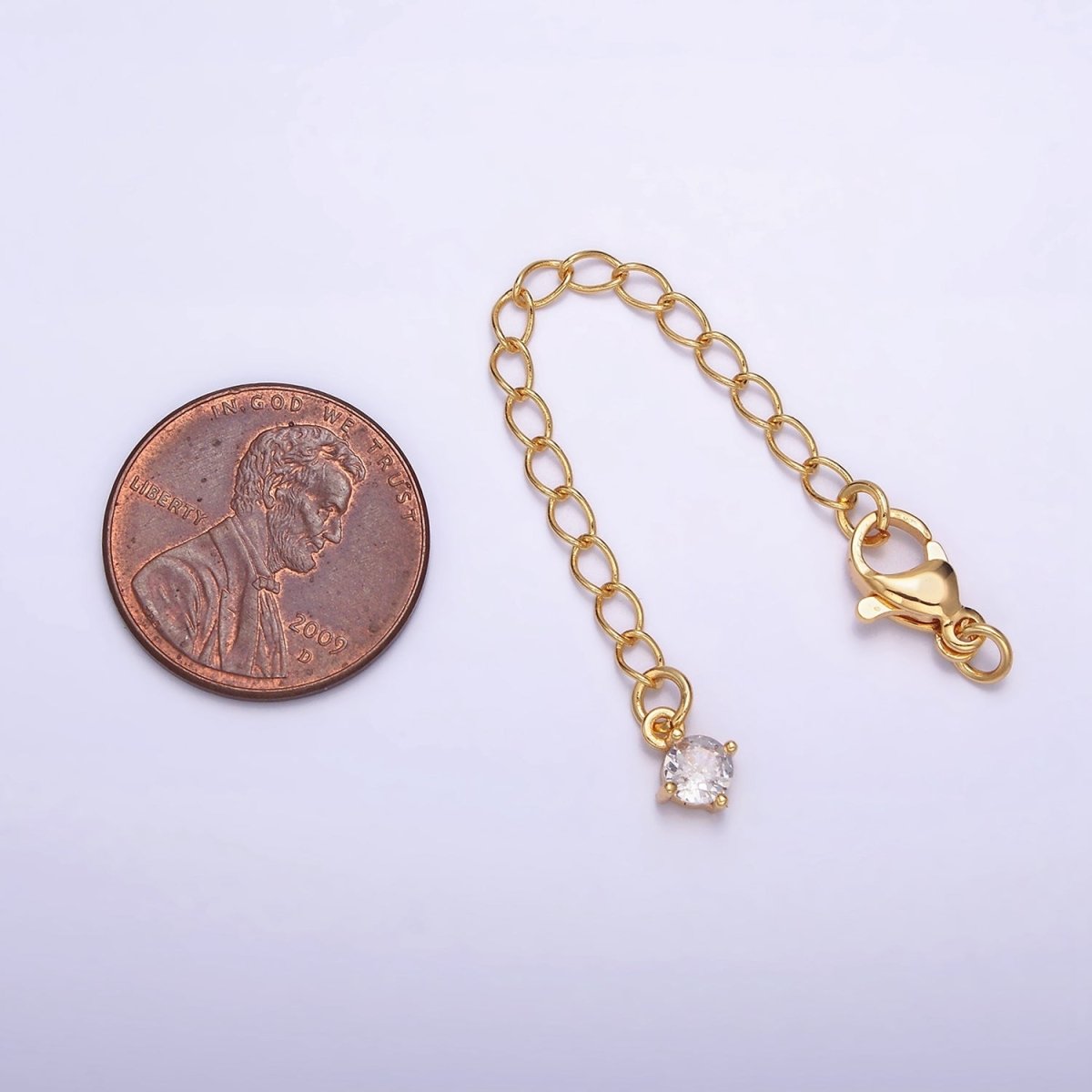 24K Gold Filled 2.5-Inch Round, Heart, Teardrop, Star CZ Drop Extender Lobster Clasps Closure Set Finding | Z453 - Z456