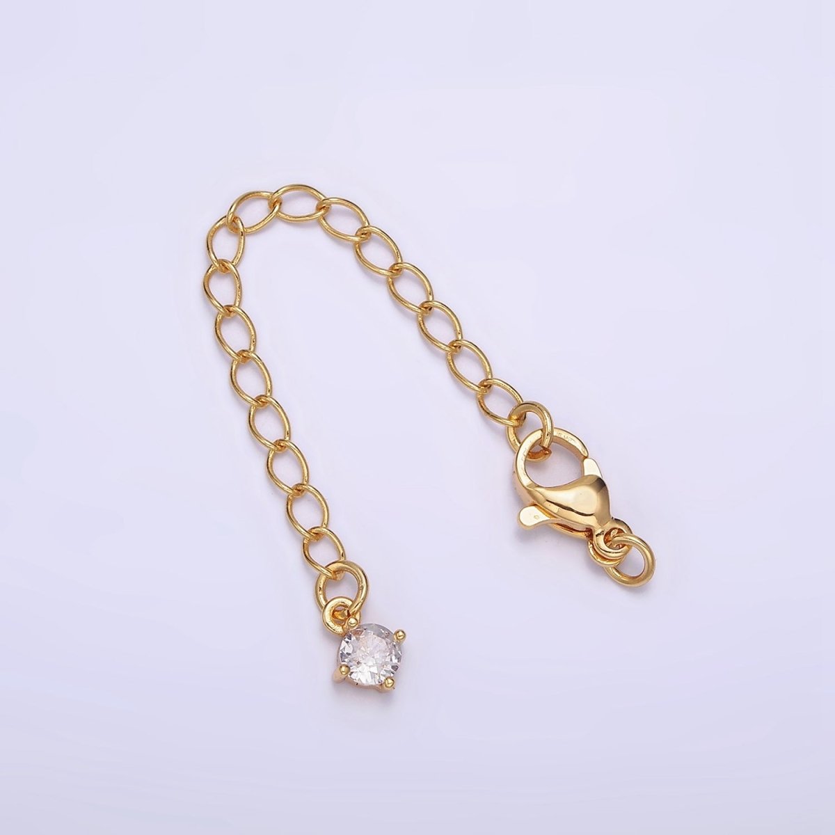 24K Gold Filled 2.5-Inch Round, Heart, Teardrop, Star CZ Drop Extender Lobster Clasps Closure Set Finding | Z453 - Z456