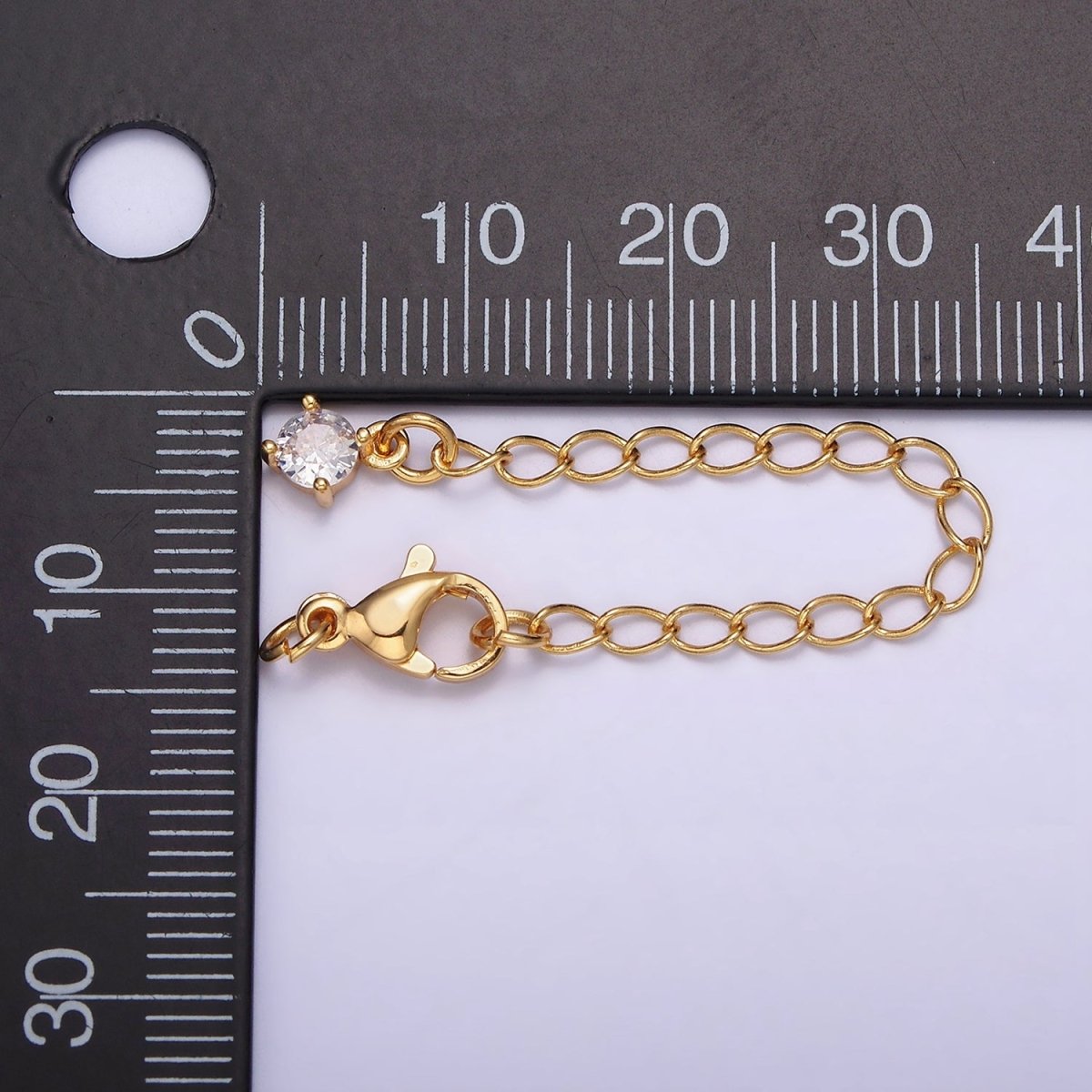 24K Gold Filled 2.5-Inch Round, Heart, Teardrop, Star CZ Drop Extender Lobster Clasps Closure Set Finding | Z453 - Z456