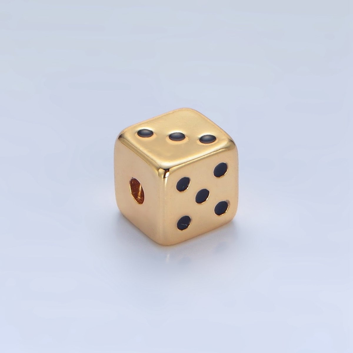 24K Gold Filled 7.5mm Lucky Dice Enamel Bead | B903 - DLUXCA