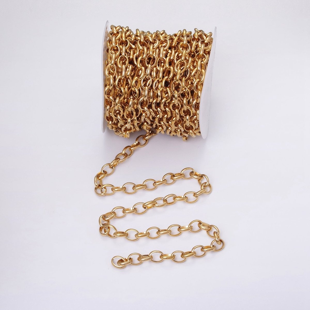 24k Gold Filled 7.5mm Oval Cable Clip Cable Link Unfinished Yard Chain in Gold & Silver | ROLL-1277 ROLL-1278 Clearance Pricing