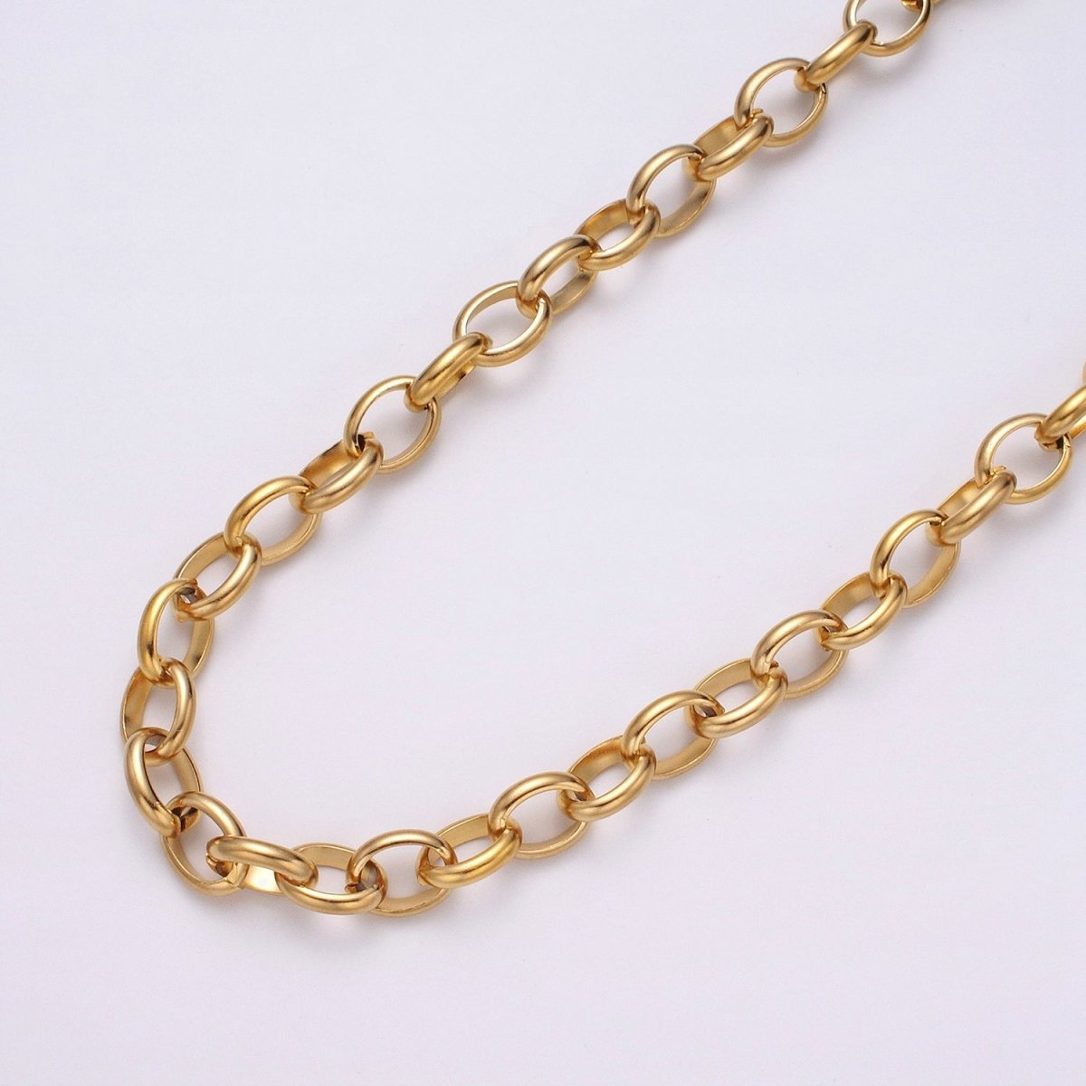 24k Gold Filled 7.5mm Oval Cable Clip Cable Link Unfinished Yard Chain in Gold & Silver | ROLL-1277 ROLL-1278 Clearance Pricing