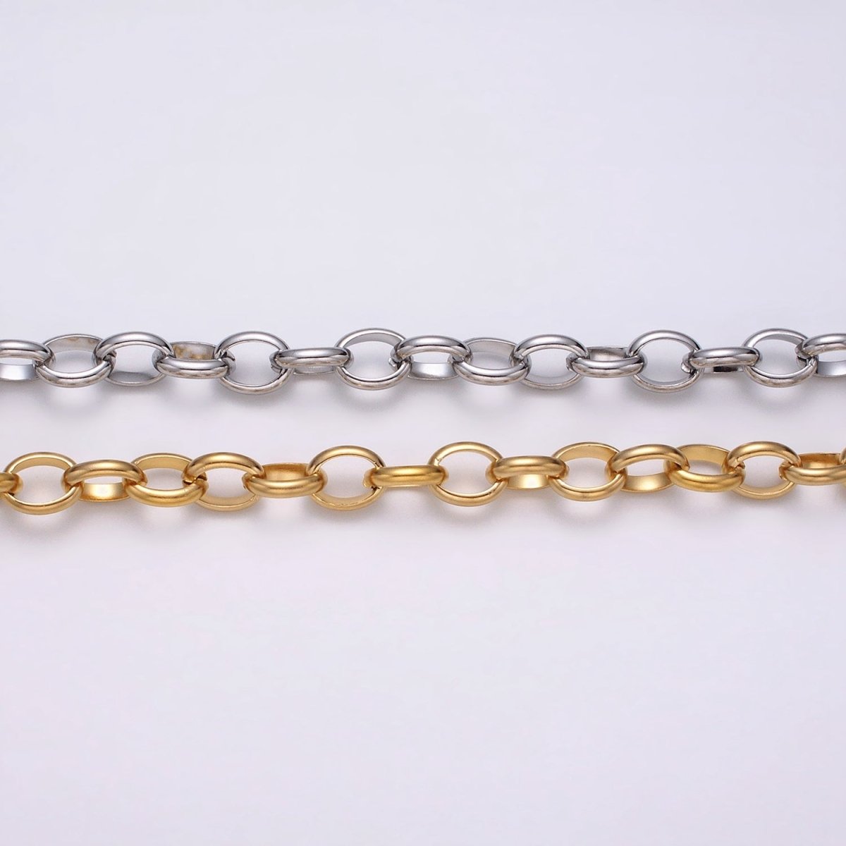 24k Gold Filled 7.5mm Oval Cable Clip Cable Link Unfinished Yard Chain in Gold & Silver | ROLL-1277 ROLL-1278 Clearance Pricing