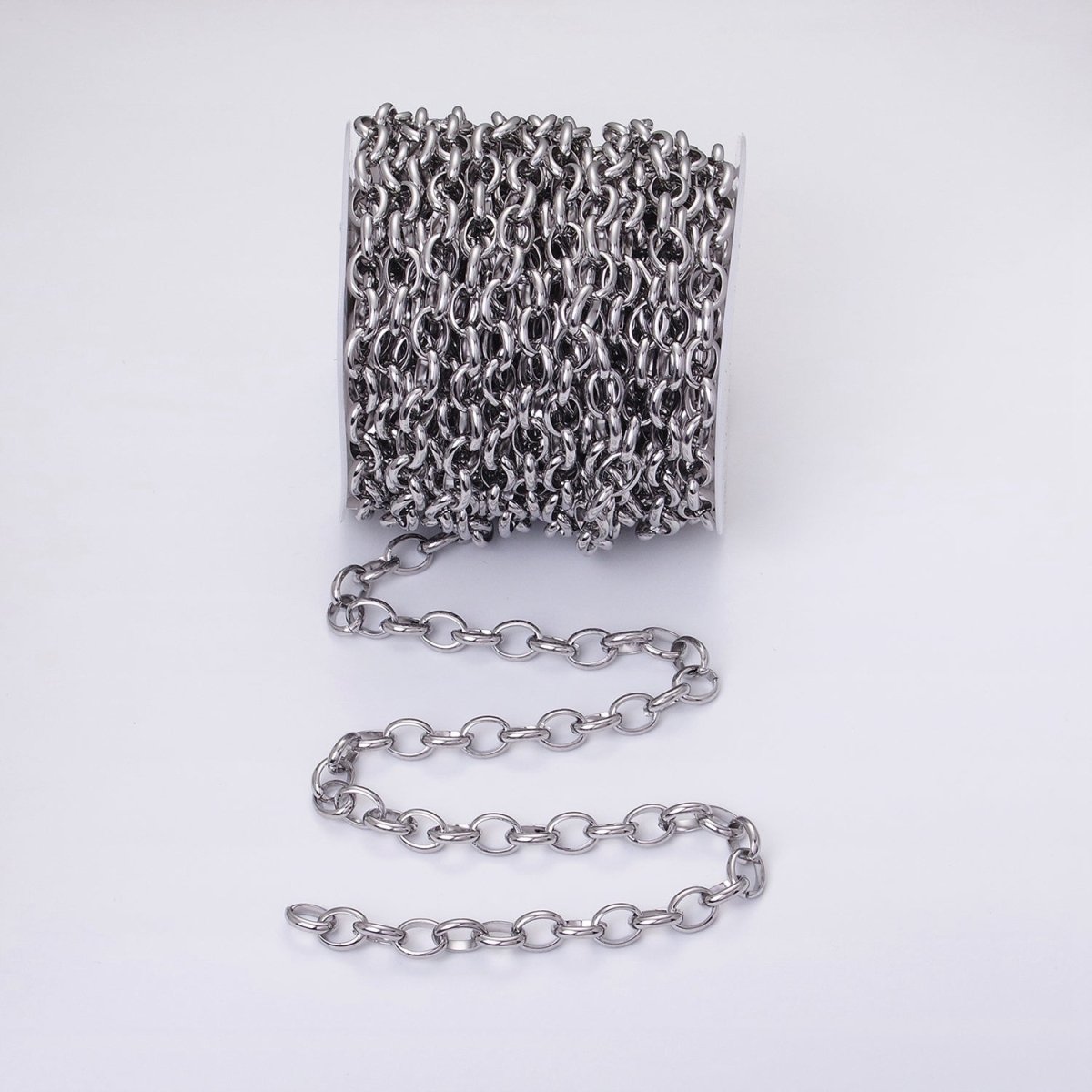 24k Gold Filled 7.5mm Oval Cable Clip Cable Link Unfinished Yard Chain in Gold & Silver | ROLL-1277 ROLL-1278 Clearance Pricing