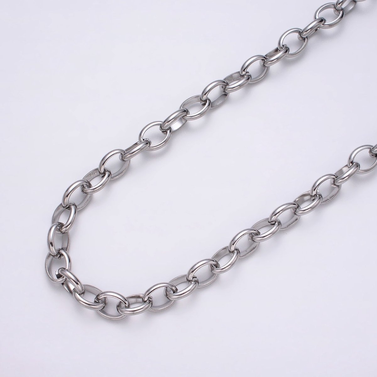 24k Gold Filled 7.5mm Oval Cable Clip Cable Link Unfinished Yard Chain in Gold & Silver | ROLL-1277 ROLL-1278 Clearance Pricing