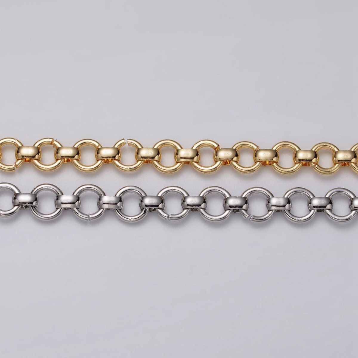 24k Gold Filled 7.5mm Round Rolo Unfinished Chain by Yard in Gold & Silver | ROLL-1147 ROLL-1148 Clearance Pricing