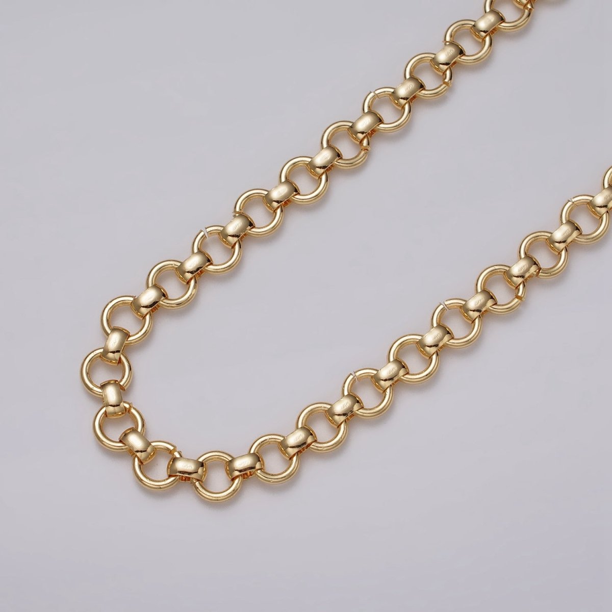 24k Gold Filled 7.5mm Round Rolo Unfinished Chain by Yard in Gold & Silver | ROLL-1147 ROLL-1148 Clearance Pricing