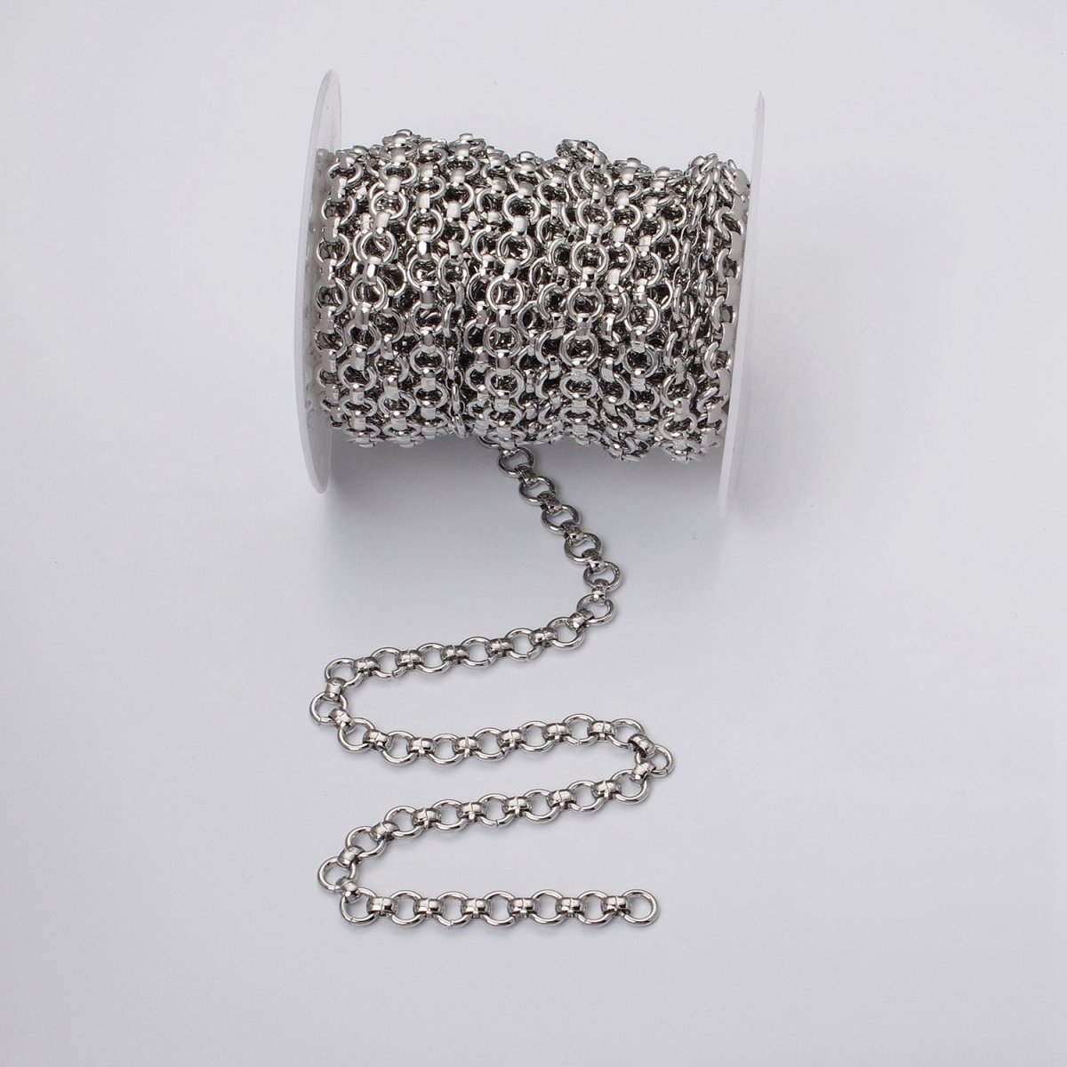 24k Gold Filled 7.5mm Round Rolo Unfinished Chain by Yard in Gold & Silver | ROLL-1147 ROLL-1148 Clearance Pricing