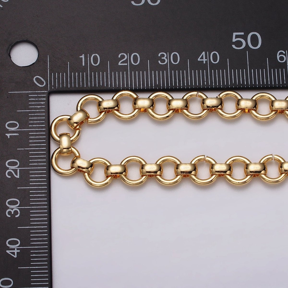 24k Gold Filled 7.5mm Round Rolo Unfinished Chain by Yard in Gold & Silver | ROLL-1147 ROLL-1148 Clearance Pricing