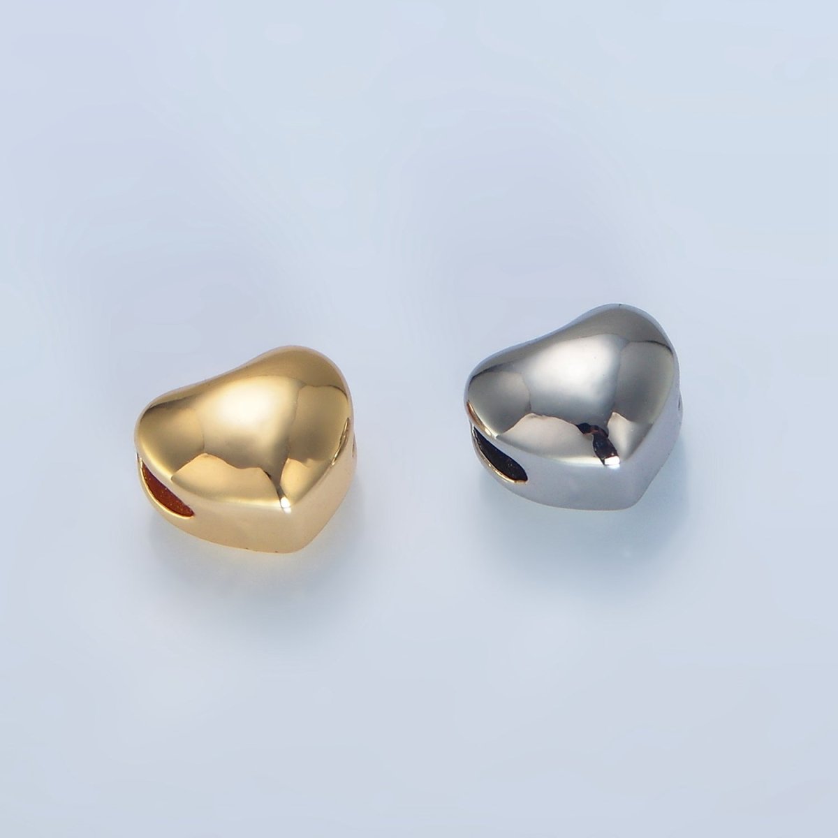 24K Gold Filled 7mm Chubby Heart Minimalist Bead in Gold & Silver | B034