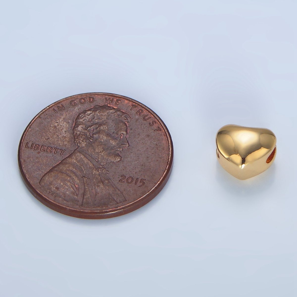 24K Gold Filled 7mm Chubby Heart Minimalist Bead in Gold & Silver | B034