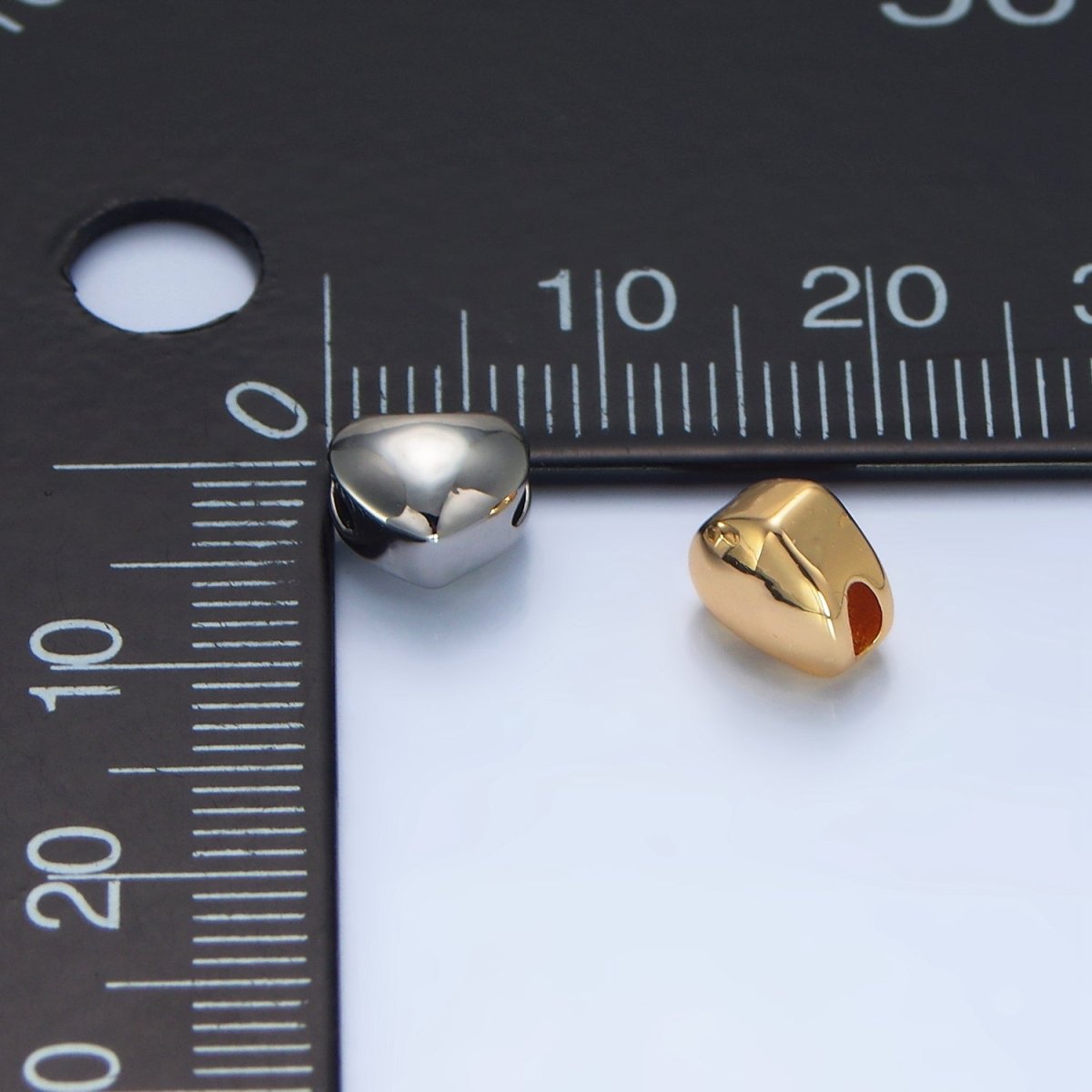 24K Gold Filled 7mm Chubby Heart Minimalist Bead in Gold & Silver | B034