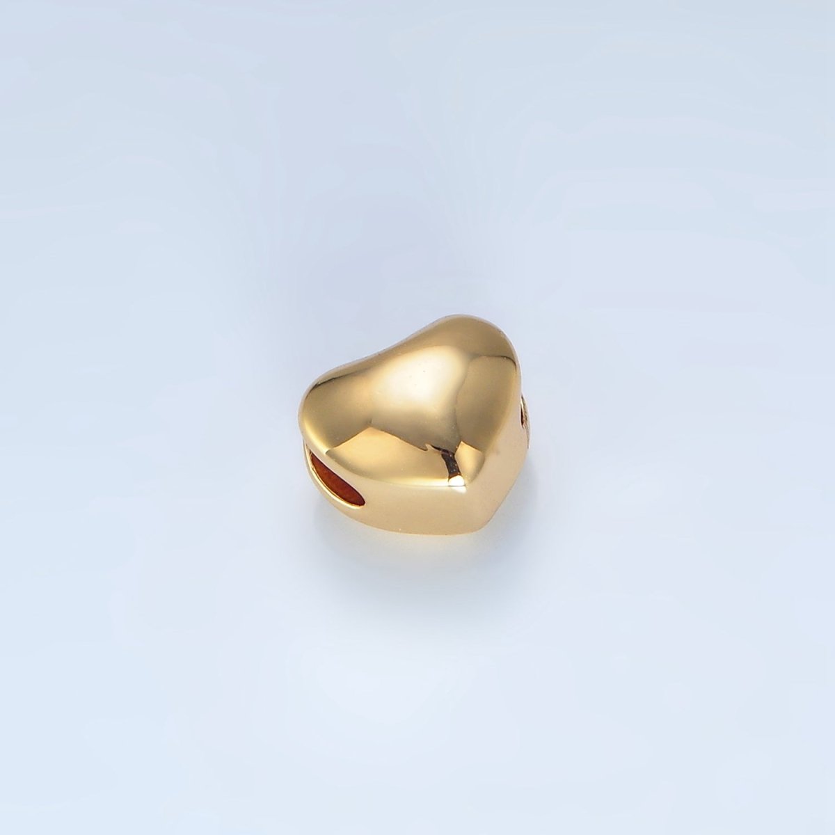 24K Gold Filled 7mm Chubby Heart Minimalist Bead in Gold & Silver | B034