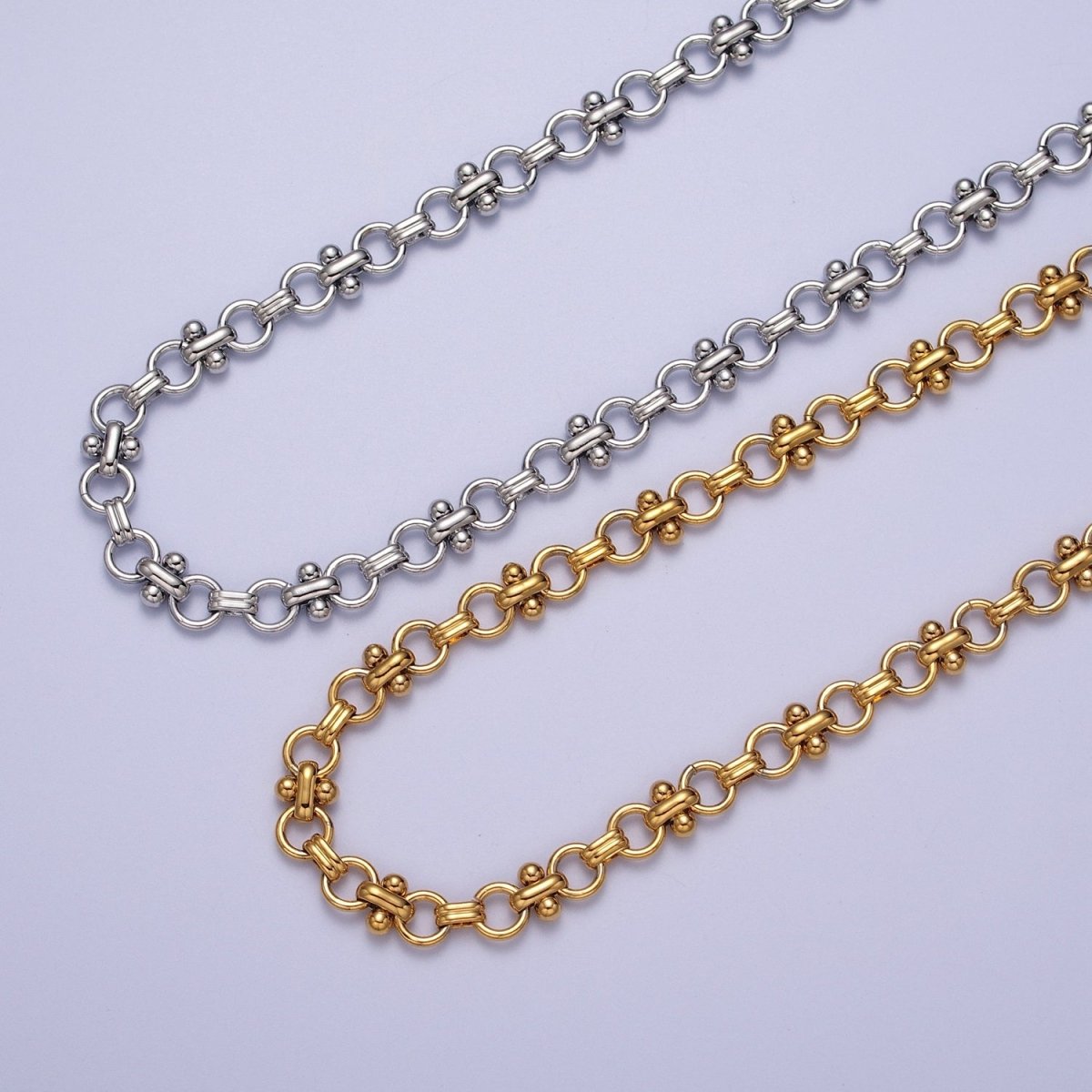 24K Gold Filled 7mm Double Rolo Designed Statement Unfinished Chain in Gold & Silver | ROLL-893 ROLL-894 Clearance Pricing