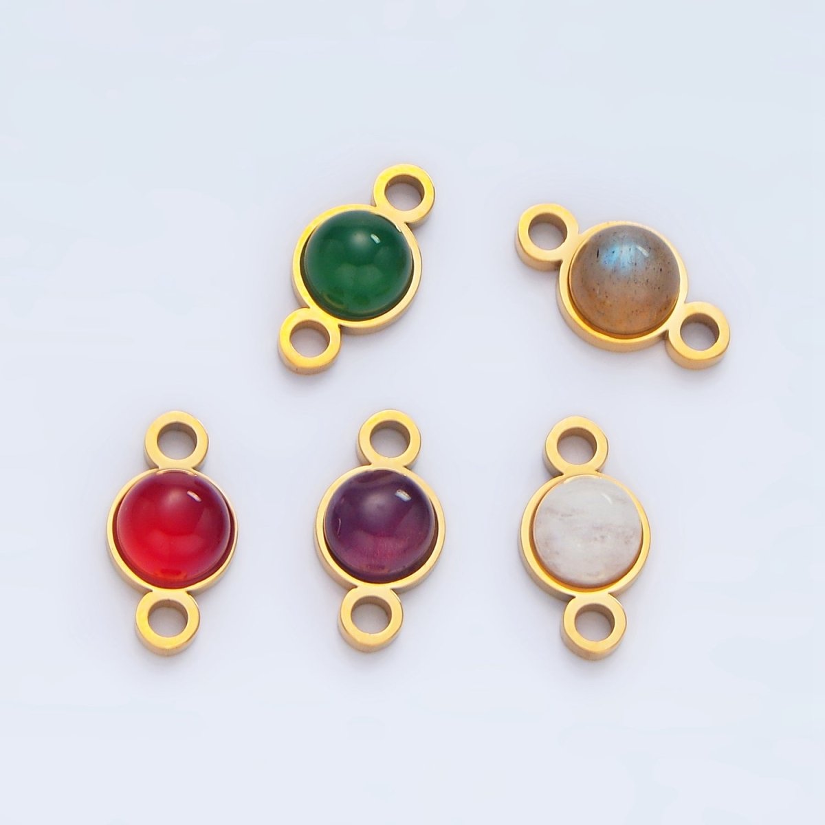 24K Gold Filled 7mm Natural Gemstone Minimalist Connector | F569 F586 F587