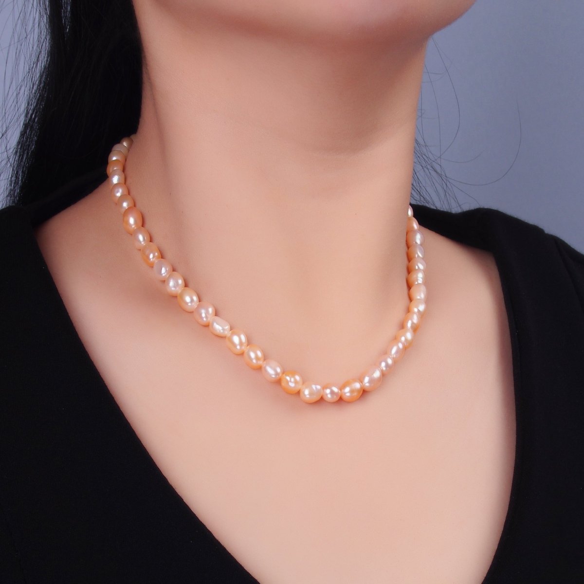 24K Gold Filled 7mm Pink Freshwater Pearl 16 Inch Necklace | WA - 3016 - DLUXCA