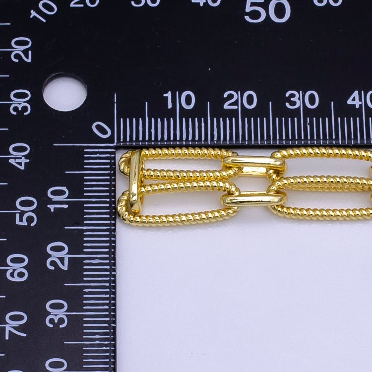 24K Gold Filled 7mm Twisted Paperclip Unfinished Chain by Yard | Roll-1515 - DLUXCA