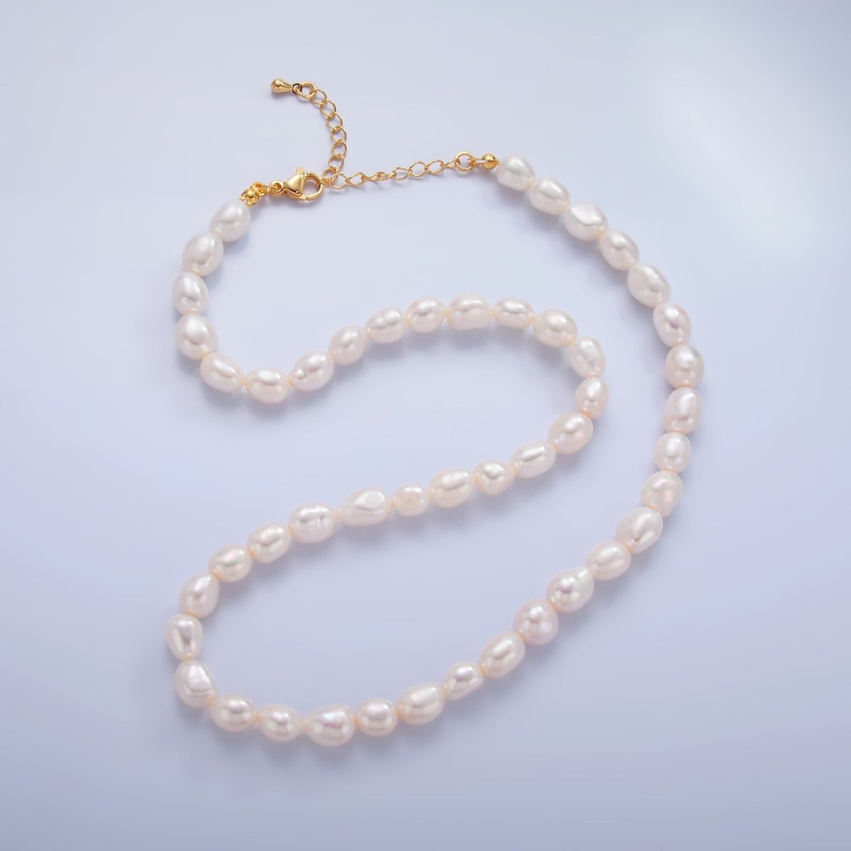 24K Gold Filled 7mm White Freshwater Pearl 16.5 Inch Necklace | WA - 3018 - DLUXCA