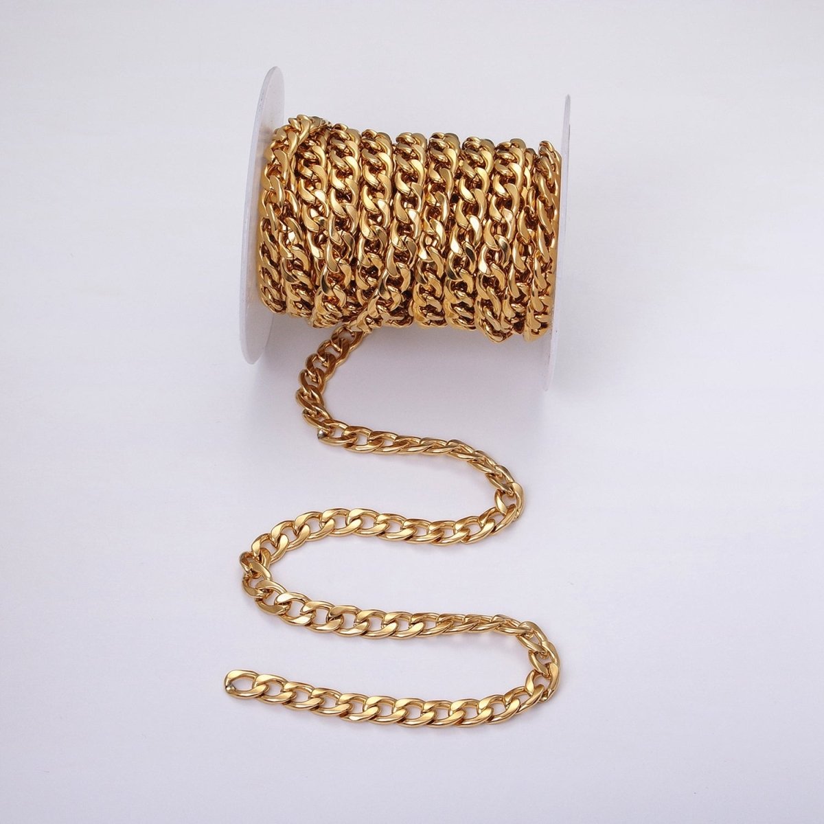 24k Gold Filled 8.3mm Miami Cuban Curb Chain Cable Link Unfinished Yard Chain in Gold & Silver | ROLL-1289 ROLL-1290