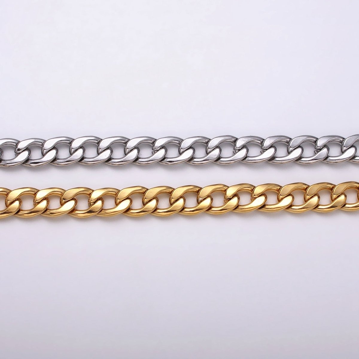 24k Gold Filled 8.3mm Miami Cuban Curb Chain Cable Link Unfinished Yard Chain in Gold & Silver | ROLL-1289 ROLL-1290