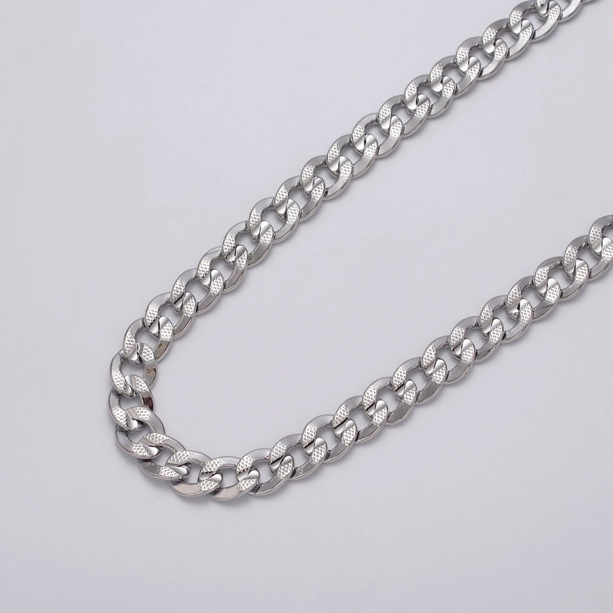 24k Gold Filled 8.5mm Unique Dotted Concave Flat  Curb Unfinished Statement Chain in Gold & Silver | ROLL-1052, ROLL-1080 Clearance Pricing