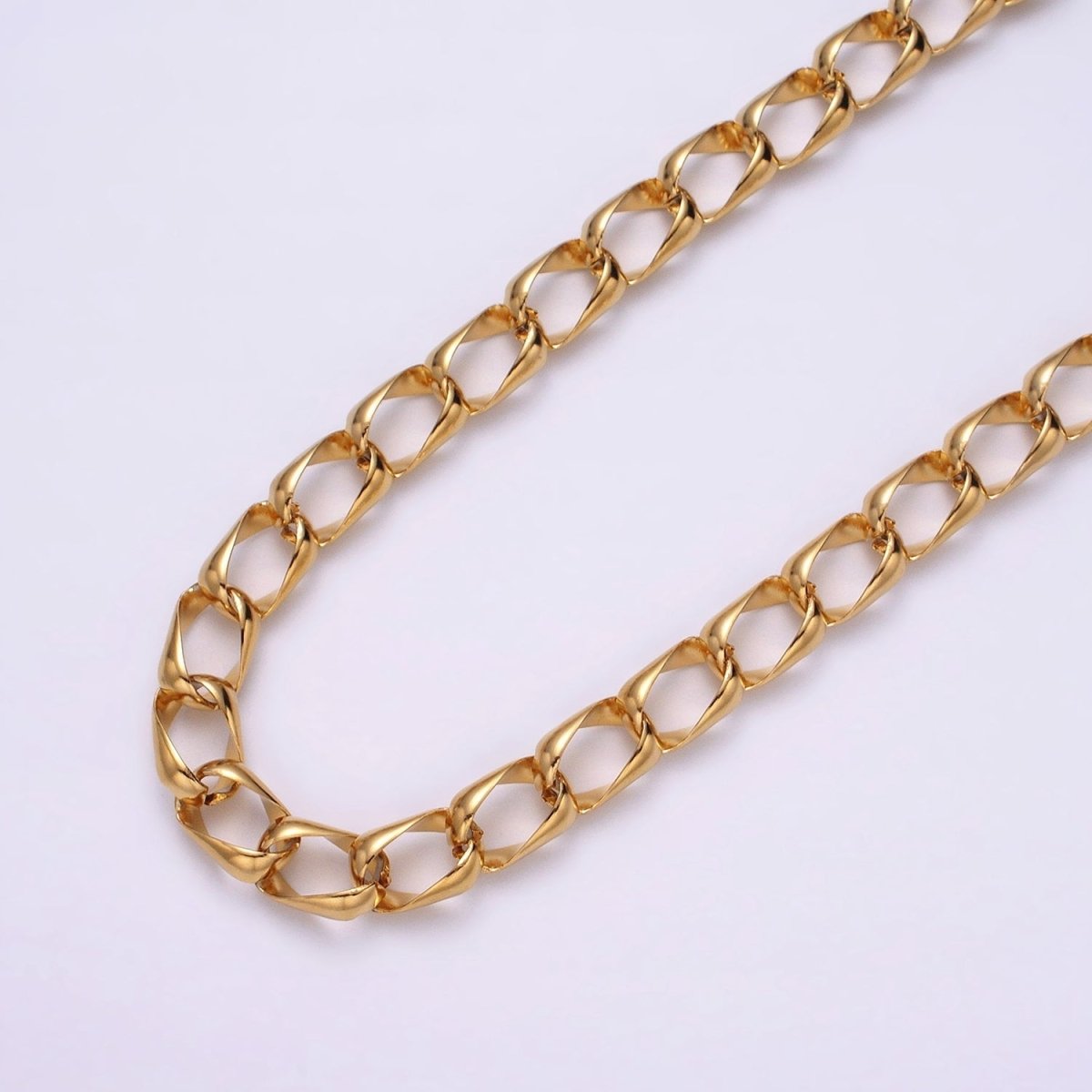 24k Gold Filled 8.8mm Unique Cable Chain Link Unfinished Yard Chain in Gold & Silver | ROLL-1303 ROLL-1304 Clearance Pricing