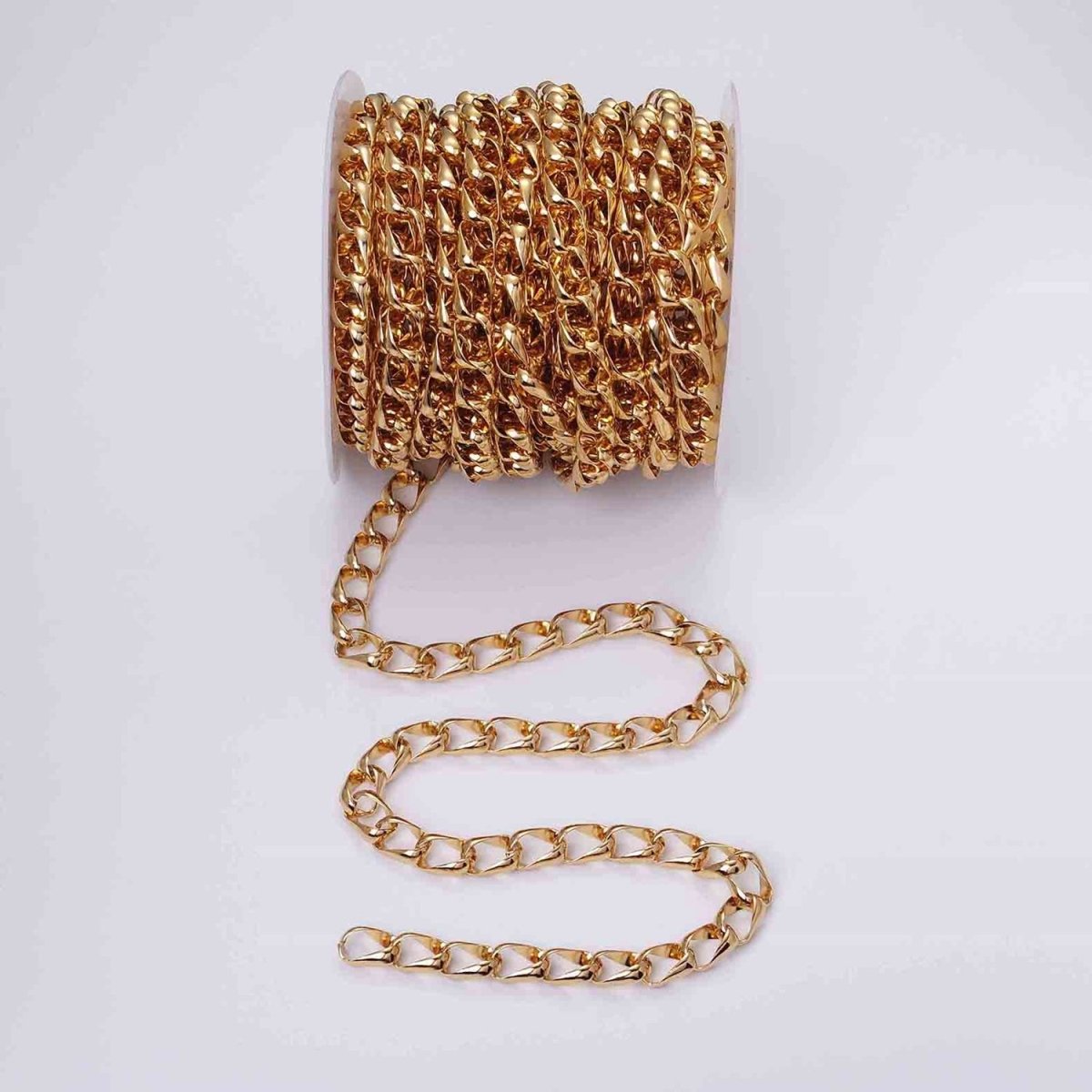 24k Gold Filled 8.8mm Unique Cable Chain Link Unfinished Yard Chain in Gold & Silver | ROLL-1303 ROLL-1304 Clearance Pricing