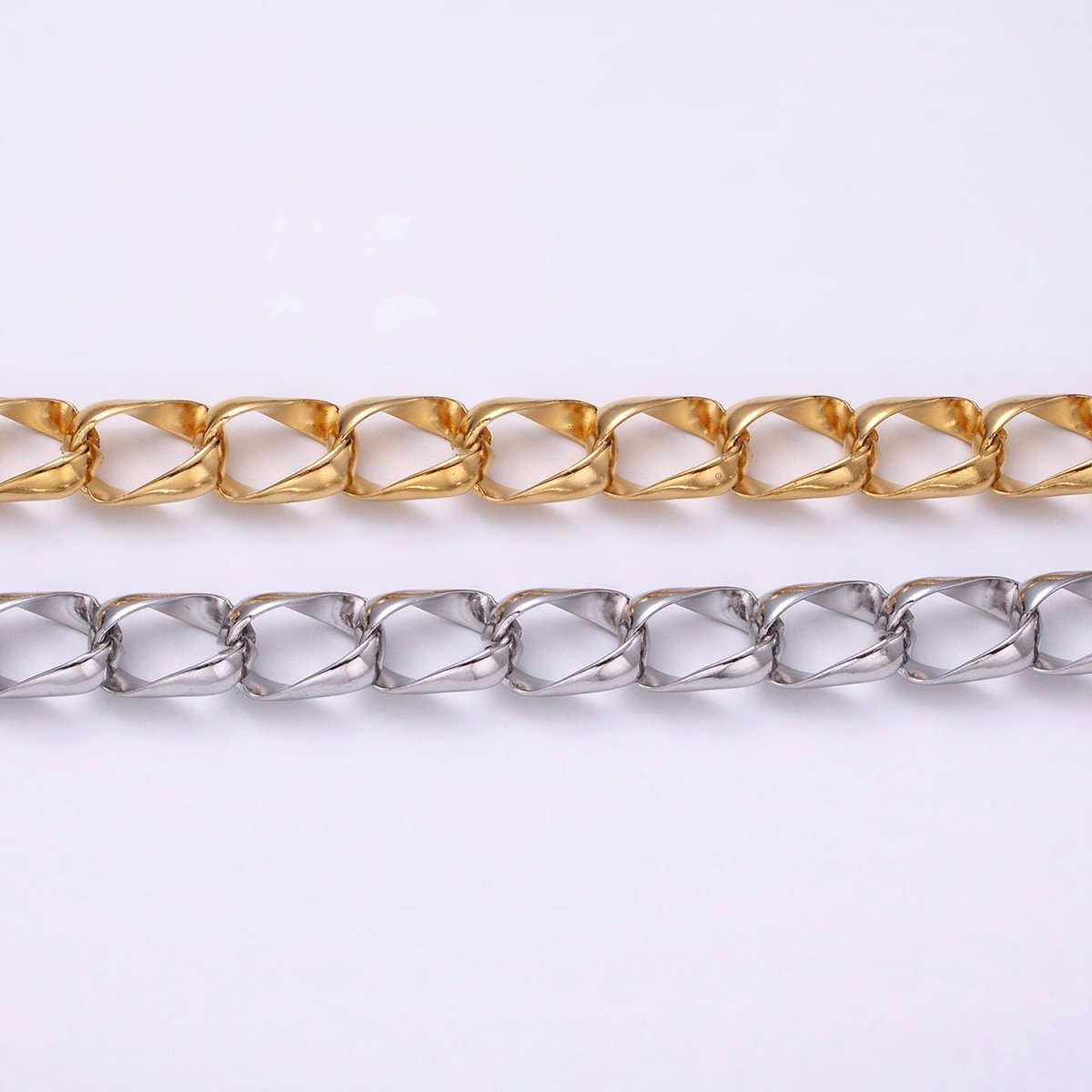 24k Gold Filled 8.8mm Unique Cable Chain Link Unfinished Yard Chain in Gold & Silver | ROLL-1303 ROLL-1304 Clearance Pricing