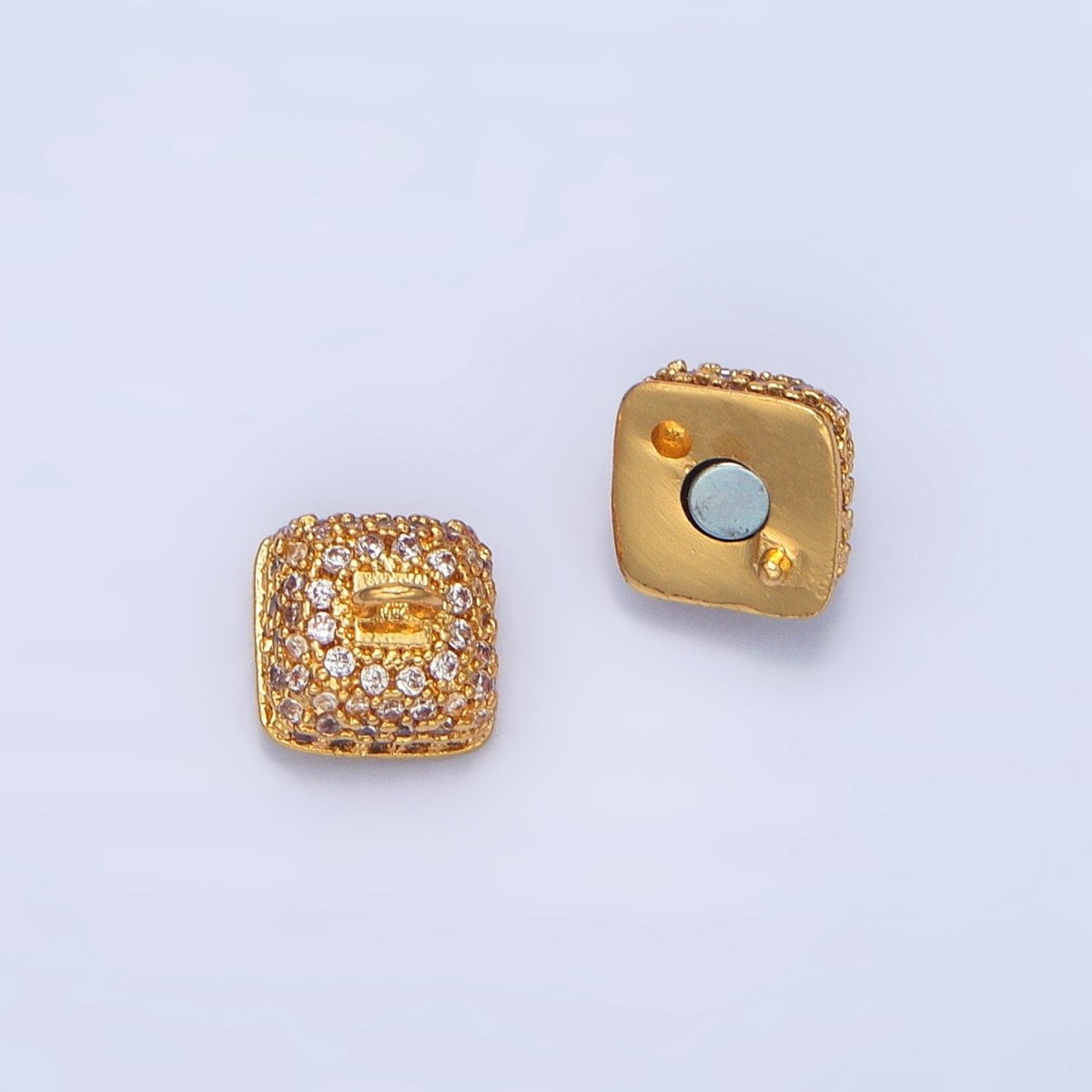 24K Gold Filled 8mm Micro Paved CZ Magnetic Closure Findings in Gold & Silver | Z895