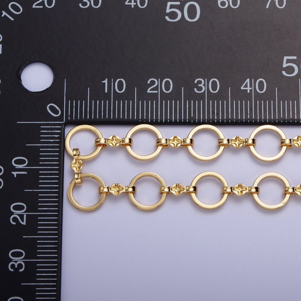 24K Gold Filled 8mm Rolo Engraved Figure Eight Link Unfinished Unique Chain by Yard | ROLL-850 Clearance Pricing - DLUXCA