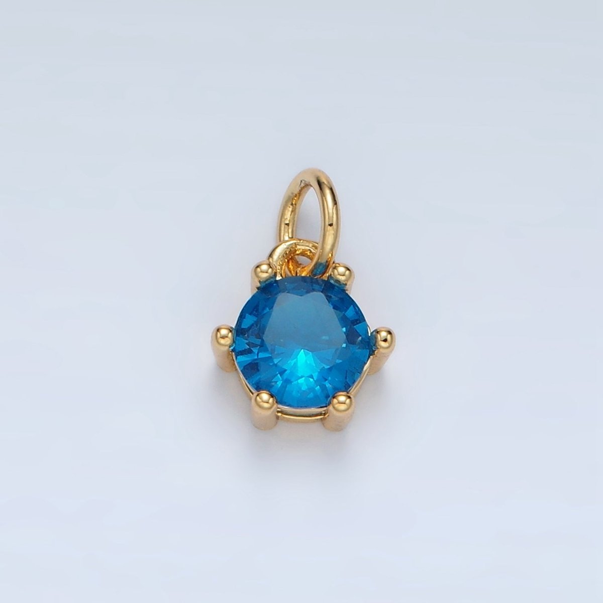 24K Gold Filled 8mm Round CZ Birthstone Personalized Charm | AG871 - AG876