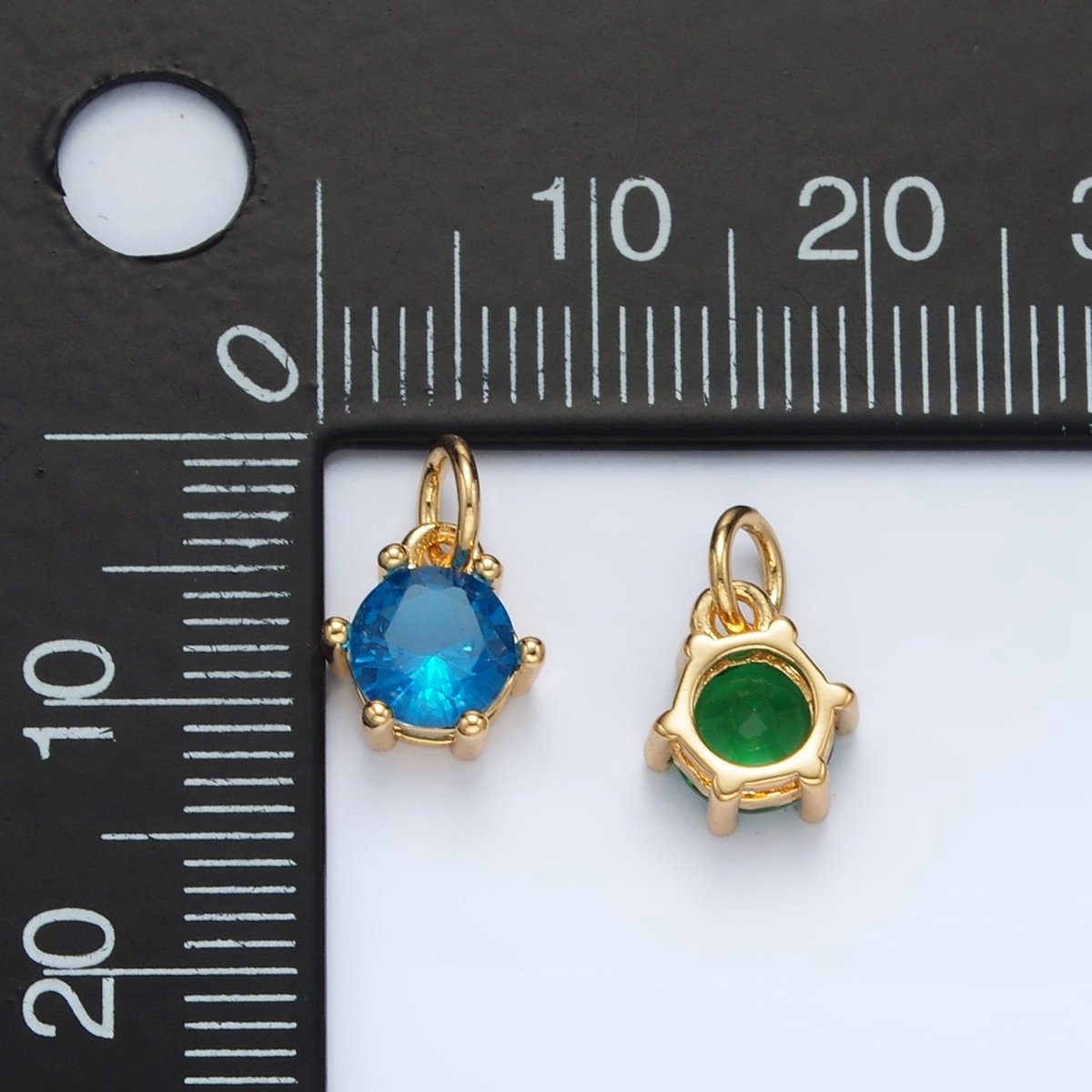 24K Gold Filled 8mm Round CZ Birthstone Personalized Charm | AG871 - AG876