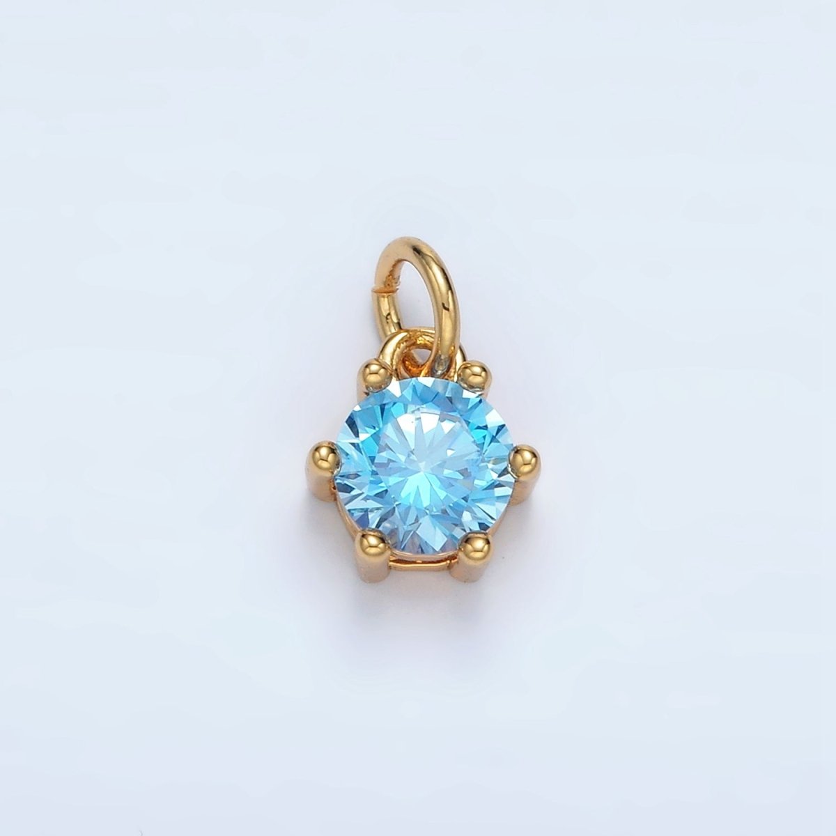 24K Gold Filled 8mm Round CZ Birthstone Personalized Charm | AG871 - AG876