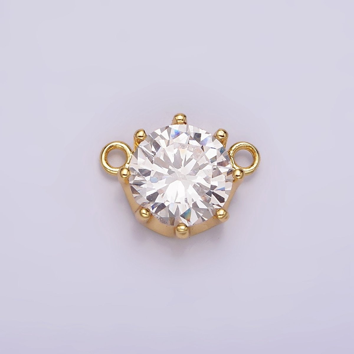 24K Gold Filled 9.5 Clear CZ Round Dotted Outline Connector | G805 - DLUXCA