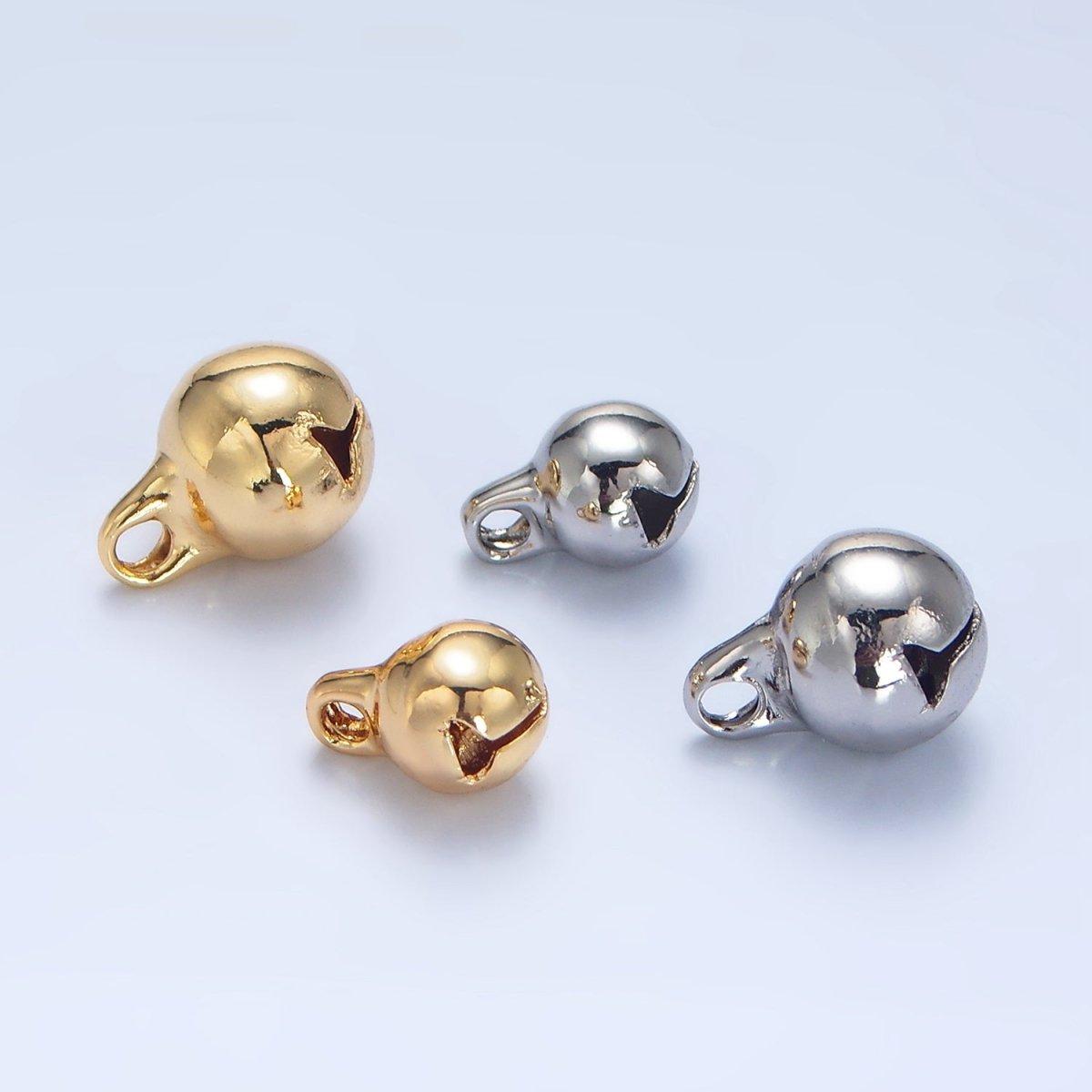 24K Gold Filled 9mm, 11mm  Jingle Bell Minimalist Mini Multidimensional Charm in Gold & Silver | X884 X885