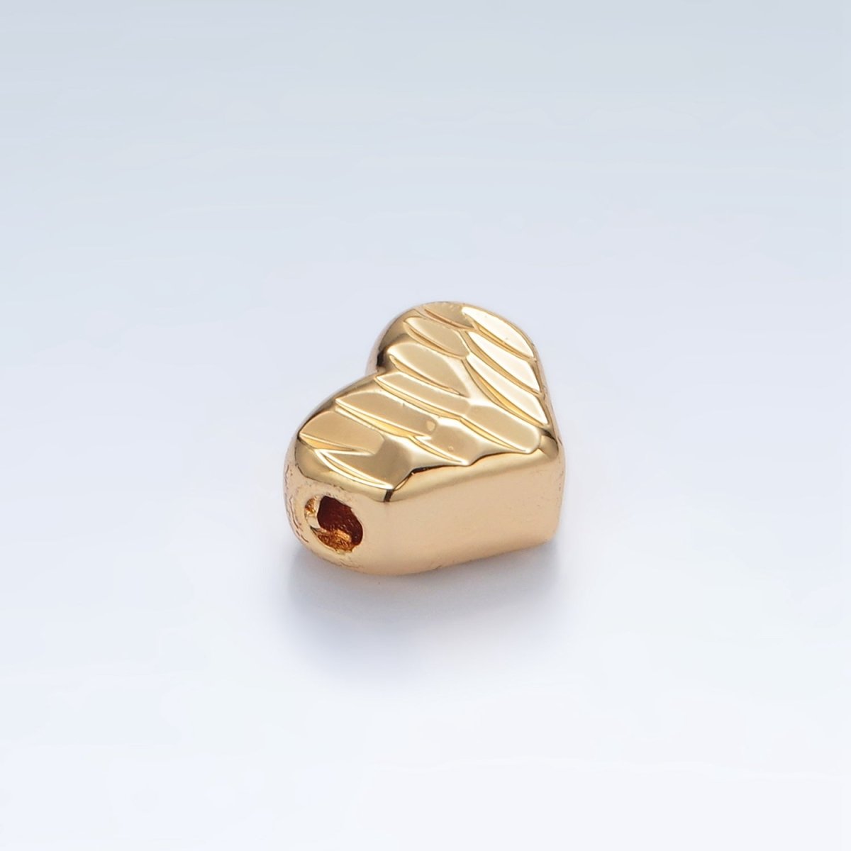 24K Gold Filled 9mm Dented Heart Bead in Gold & Silver | B353