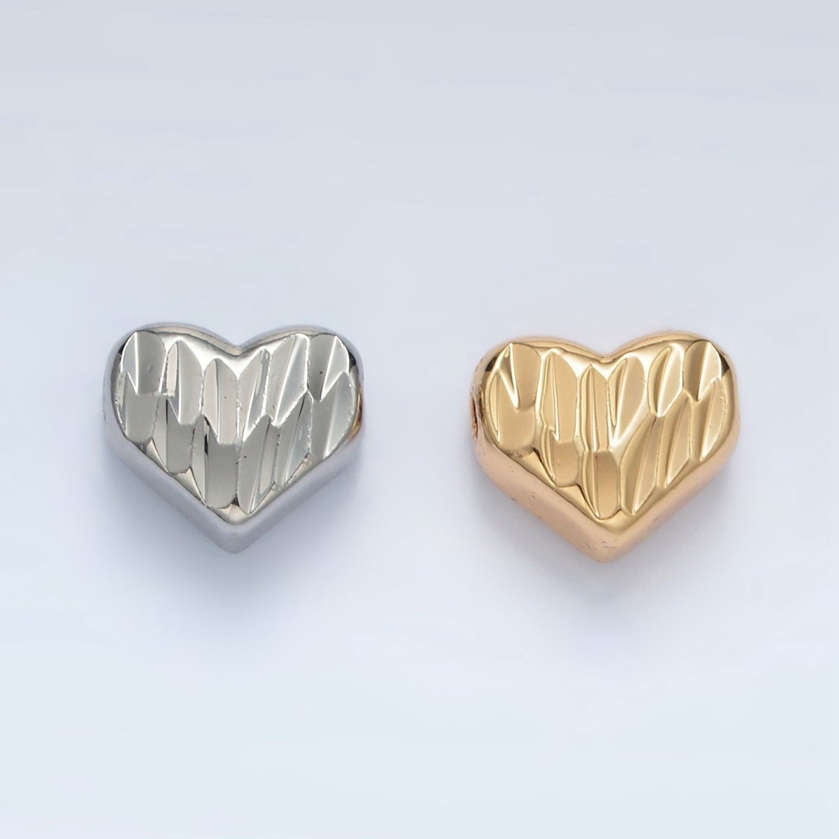 24K Gold Filled 9mm Dented Heart Bead in Gold & Silver | B353