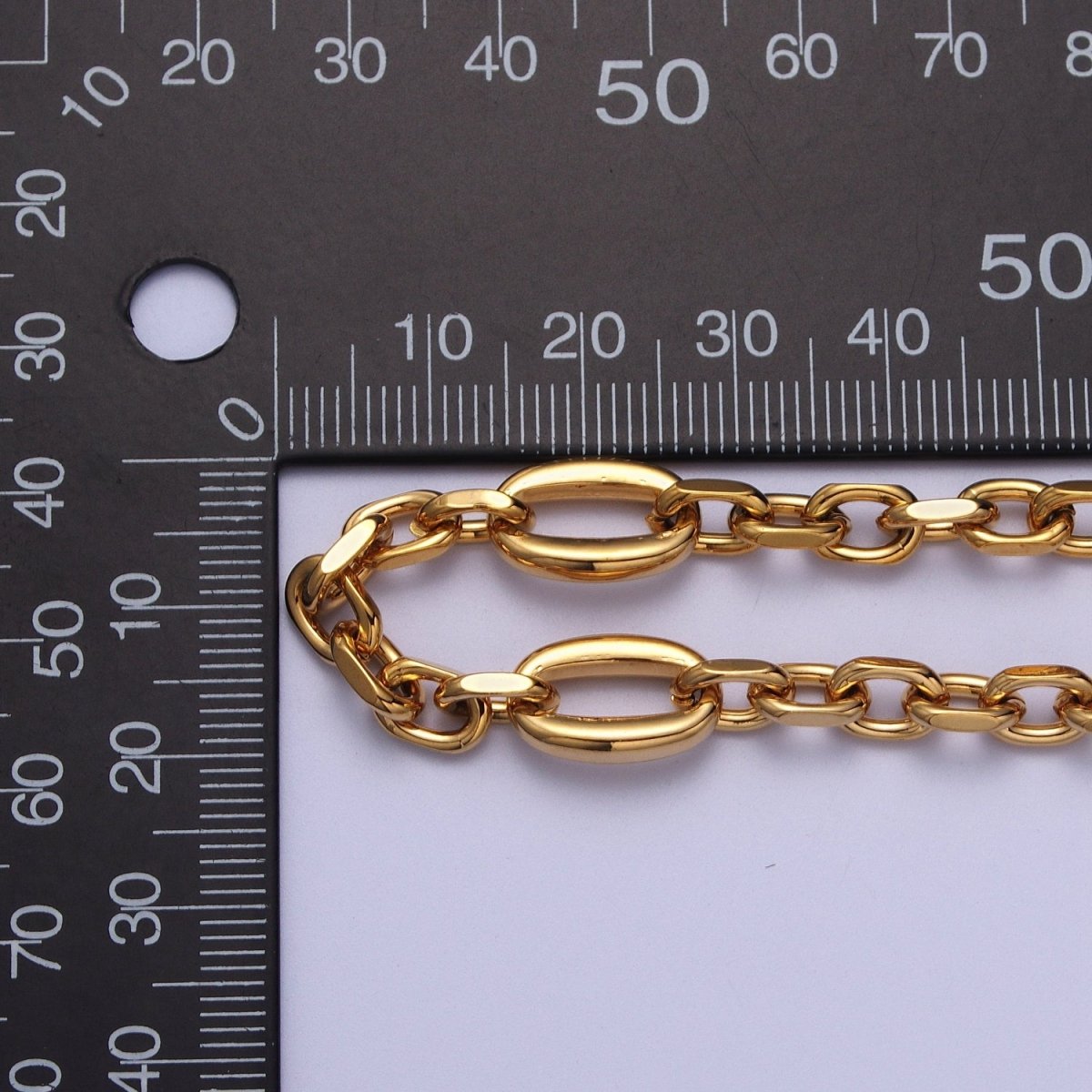 24K Gold Filled 9mm Designed Oval Flat Cable Link Gold, Silver Unfinished Chain | ROLL-897, ROLL-898 Clearance Pricing