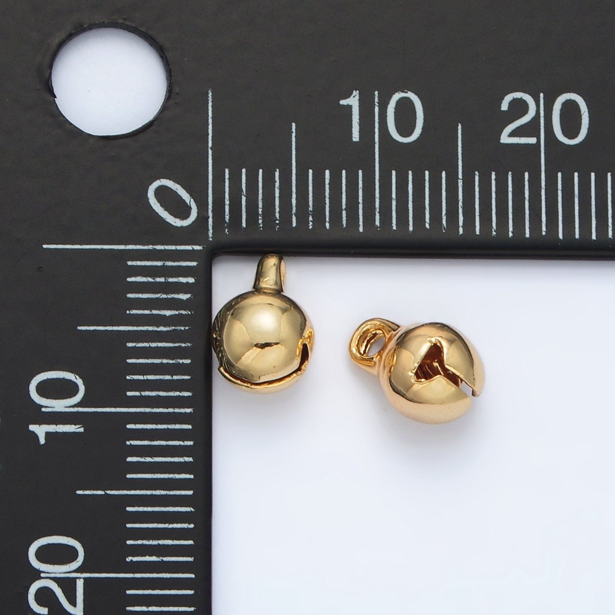 24K Gold Filled 9mm, 11mm  Jingle Bell Minimalist Mini Multidimensional Charm in Gold & Silver | X884 X885
