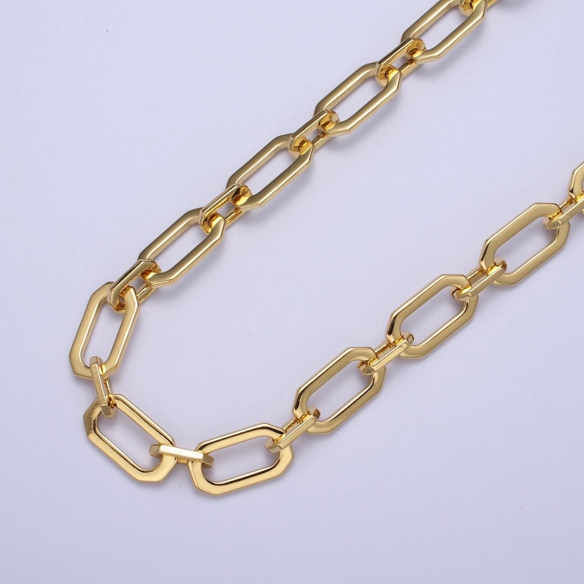 24K Gold Filled 9mm Paperclip Hexagonal Unique Statement Unfinished Chain For Jewelry Making | ROLL-1345 Clearance Pricing - DLUXCA