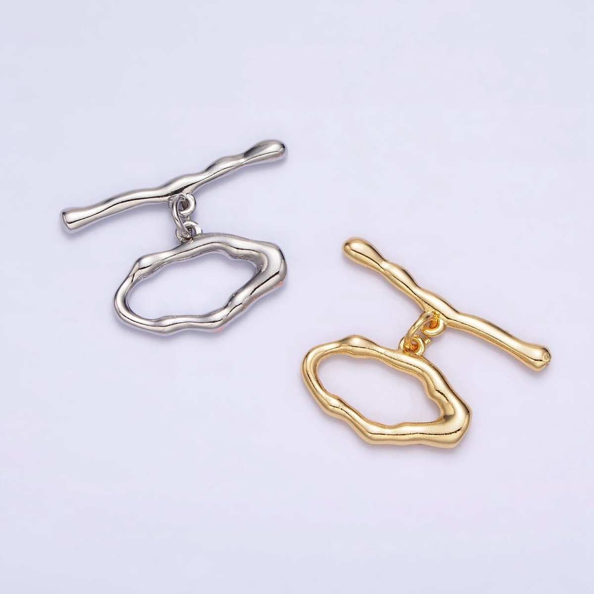 24K Gold Filled Abstract Molten OT Toggle Clasps Closure Jewelry Supply in Silver & Gold | Z-440 Z-441