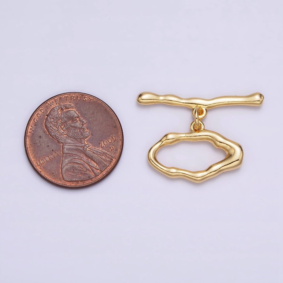 24K Gold Filled Abstract Molten OT Toggle Clasps Closure Jewelry Supply in Silver & Gold | Z-440 Z-441