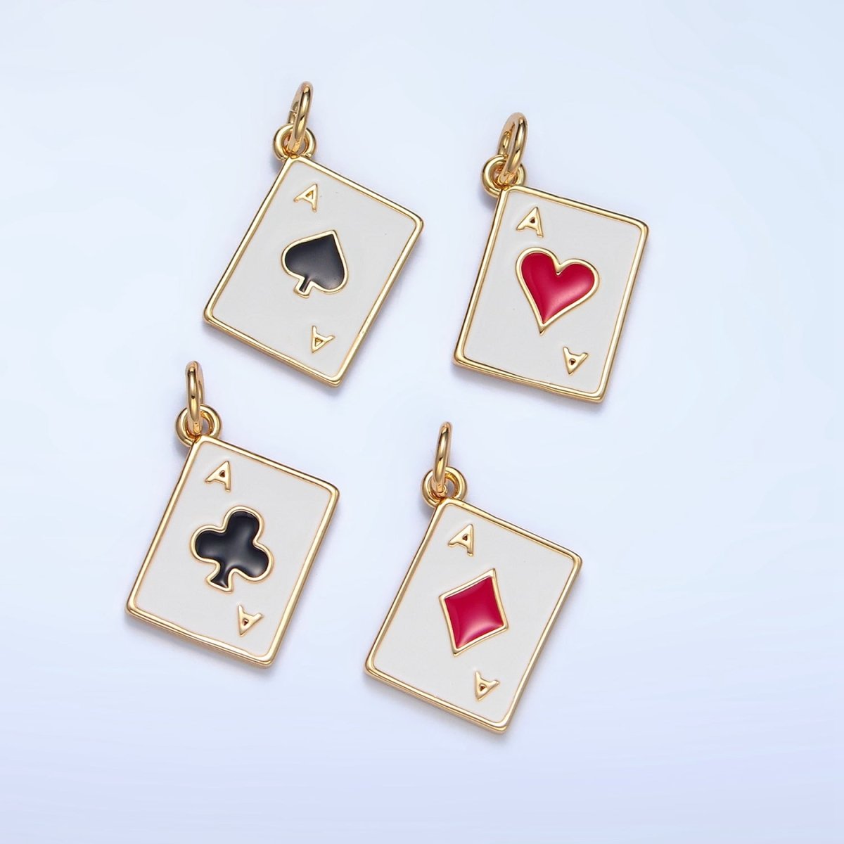 24K Gold Filled Ace Playing Cards Enamel Mini Charm | X879 - X882